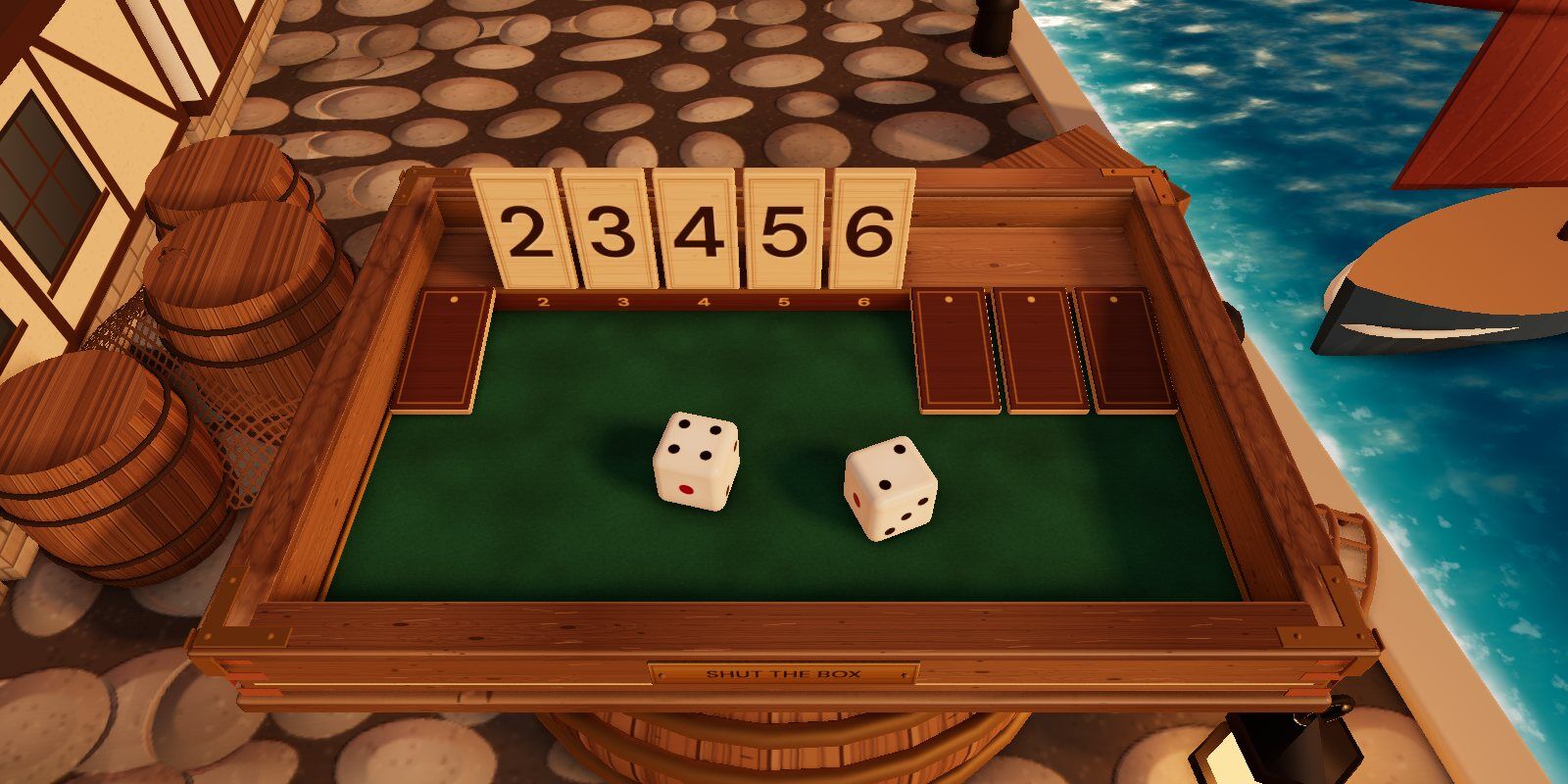 A game in progress: the 1, 7, 8 and 9 are shut